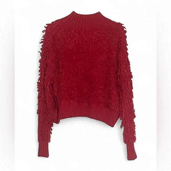 Anthropologie Maeve Callahan Mock Neck Loop Stitch Sweater Medium Red Crewneck M - Picture 4 of 10